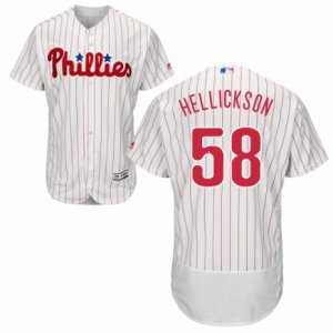 Men\'s Majestic Philadelphia Phillies #58 Jeremy Hellickson White Red Strip Flexbase Authentic Collection MLB Jersey