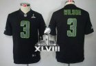 Nike Seattle Seahawks #3 Russell Wilson Black Impact Super Bowl XLVIII Youth NFL Jersey