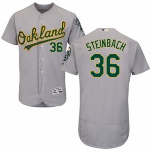 Men\'s Majestic Oakland Athletics #36 Terry Steinbach Grey Flexbase Authentic Collection MLB Jersey