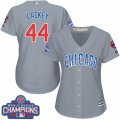 Womens Majestic Chicago Cubs #44 Anthony Rizzo Authentic Grey Road 2016 World Series Champions Cool Base MLB Jersey