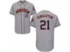 Houston Astros #21 Jon Singleton Authentic Grey Road 2017 World Series Bound Flex Base MLB Jersey