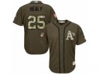 Youth Majestic Oakland Athletics #25 Ryon Healy Authentic Green Salute to Service MLB Jersey