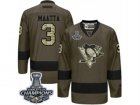 Mens Reebok Pittsburgh Penguins #3 Olli Maatta Premier Green Salute to Service 2017 Stanley Cup Champions NHL Jersey