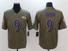 Nike Ravens #9 Justin Tucker Olive Salute To Service Limited Jersey