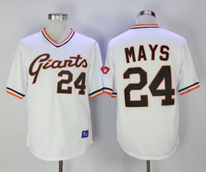 Giants #24 Willie Mays White Throwback Jersey