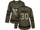 Women Adidas Pittsburgh Penguins #30 Matt Murray Green Salute to Service Stitched NHL Jersey