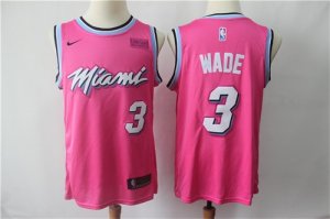 Heat #3 Dwyane Wade Pink 2018-19 Earned Edition Nike Swingman Jersey
