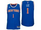 Men New York Knicks #1 Courtney Lee Road Blue New Swingman Jersey