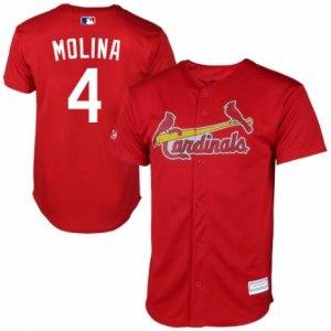 Mens Majestic St. Louis Cardinals #4 Yadier Molina Replica Red New Cool Base MLB Jersey