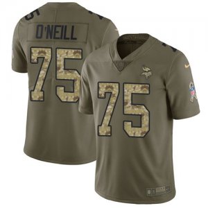 Nike Vikings #75 Brian O\'Neill Olive Camo Salute To Service Limited Jersey