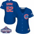 Womens Majestic Chicago Cubs #52 Justin Grimm Authentic Royal Blue Alternate 2016 World Series Champions Cool Base MLB Jersey