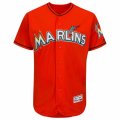 Mens Miami Marlins Majestic Alternate Blank Fire Red Flex Base Authentic Collection Team Jersey