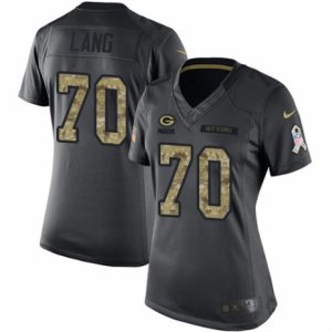 Women\'s Nike Green Bay Packers #70 T.J. Lang Limited Black 2016 Salute to Service NFL Jersey