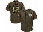 Youth Majestic Milwaukee Brewers #12 Stephen Vogt Authentic Green Salute to Service MLB Jersey