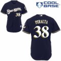Men's Majestic Milwaukee Brewers #38 Wily Peralta Authentic Navy Blue Alternate Cool Base MLB Jersey