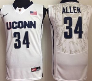 UConn Huskies #34 Ray Allen White College Basketball Jersey