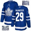 Men Toronto Maple Leafs #29 Mike Palmateer Blue Glittery Edition Adidas Jersey