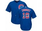 Mens Majestic Chicago Cubs #18 Ben Zobrist Authentic Royal Blue Team Logo Fashion Cool Base MLB Jersey