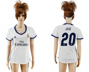 Womens Real Madrid #20 Jese Home Soccer Club Jersey