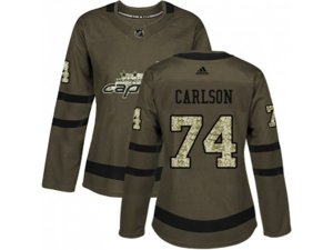 Women Adidas Washington Capitals #74 John Carlson Green Salute to Service Stitched NHL Jersey