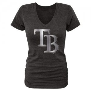 Women\'s Tampa Bay Rays Fanatics Apparel Platinum Collection V-Neck Tri-Blend T-Shirt Black