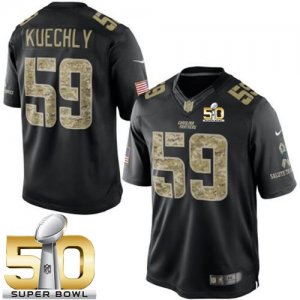 Nike Carolina Panthers #59 Luke Kuechly Black Super Bowl 50 Men\'s Stitched NFL Limited Salute to Service Jersey