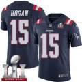 Youth Nike New England Patriots #15 Chris Hogan Limited Navy Blue Rush Super Bowl LI 51 NFL Jersey