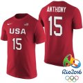 Carmelo Anthony USA Dream Twelve Team #15 2016 Rio Olympics Red T-Shirt