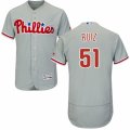 Men's Majestic Philadelphia Phillies #51 Carlos Ruiz Grey Flexbase Authentic Collection MLB Jersey