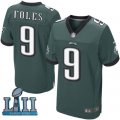 Men Nike Philadelphia Eagles #9 Nick Foles Green 2018 Super Bowl LII Elite Jersey