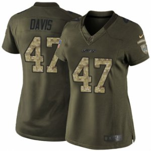 Women\'s Nike New York Jets #47 Kellen Davis Limited Green Salute to Service NFL Jersey