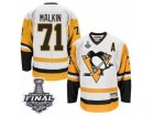 Mens CCM Pittsburgh Penguins #71 Evgeni Malkin Authentic White Throwback 2017 Stanley Cup Final NHL Jersey