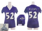 2013 Super Bowl XLVII women NEW nfl baltimore ravens #52 r.lewis purple jerseys(draft him ii top)