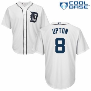 Men\'s Majestic Detroit Tigers #8 Justin Upton Authentic White Home Cool Base MLB Jersey