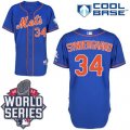 New York Mets #34 Noah Syndergaard Blue Alternate Home Cool Base W 2015 World Series Patch Stitched MLB Jersey