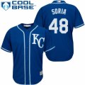 Men's Majestic Kansas City Royals #48 Joakim Soria Authentic Blue Alternate 2 Cool Base MLB Jersey