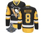 Mens Reebok Pittsburgh Penguins #8 Mark Recchi Premier Black Gold Third 2017 Stanley Cup Champions NHL Jersey