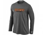 Nike Cleveland Browns Authentic font Long Sleeve T-Shirt D.Grey
