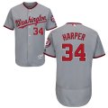 Men Majestic Washington Nationals #34 Bryce Harper Grey Flexbase Authentic Collection MLB Jersey