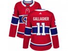 Women Adidas Montreal Canadiens #11 Brendan Gallagher Red Home Authentic Stitched NHL Jersey