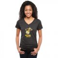 Womens Miami Heat Gold Collection V-Neck Tri-Blend T-Shirt Black