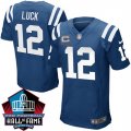 2016 Hall Of Fame Elite Indianapolis Colts #12 Andrew Luck Royal Blue Elite Captain Jersey