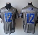 Nike Colts #12 Andrew Luck Grey Shadow With Hall of Fame 50th Patch NFL Elite Jersey