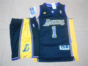Lakers #1 D\'Angelo Russell Black New Revolution 30 Swingman Jersey(With Shorts)