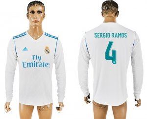 2017-18 Real Madrid 4 SERGIO RAMOS Home Long Sleeve Thailand Soccer Jersey