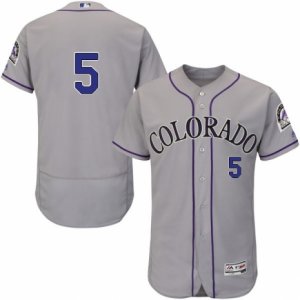 Men\'s Majestic Colorado Rockies #5 Carlos Gonzalez Grey Flexbase Authentic Collection MLB Jersey