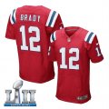 Mens Nike New England Patriots #12 Tom Brady Red 2018 Super Bowl LII Elite Jersey