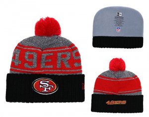 49ers Black Banner Block Cuffed Knit Hat With Pom YD