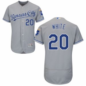 Men\'s Majestic Kansas City Royals #20 Frank White Grey Flexbase Authentic Collection MLB Jersey