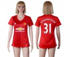 Womens Manchester United #31 Schweinsteiger Red Home Soccer Club Jersey